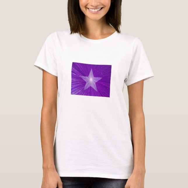 T-shirt blanc pour femmes de la Star violette (Devant)