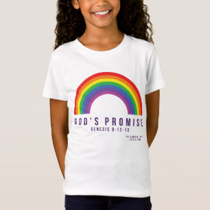 T-shirt blanc pour fille arc-en-ciel Promesse de D