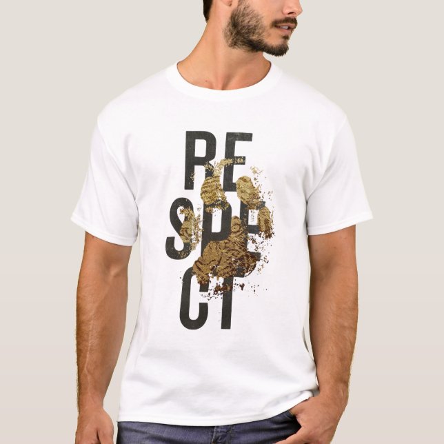 T-shirt blanc pour hommes avec impression respect (Devant)