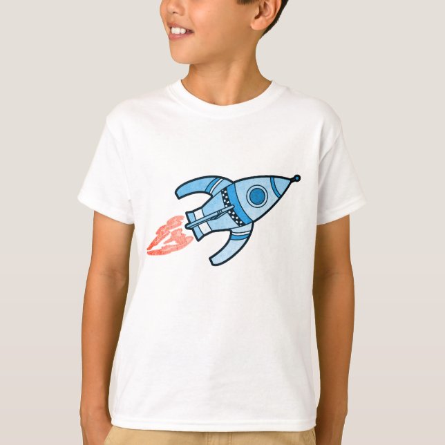 T-shirt blanc pour les garçons de l'espace fusée b (Devant)
