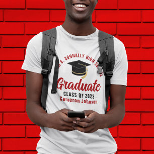 T-shirt Blanc Red Graduate Custom Class of 2023 Graduate
