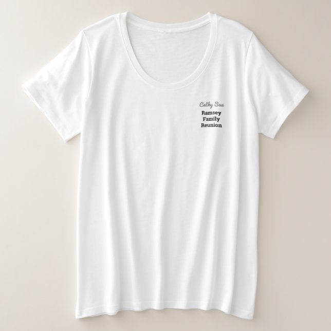 T-shirt blanc Retrouvailles famille de taille plus (Design devant)