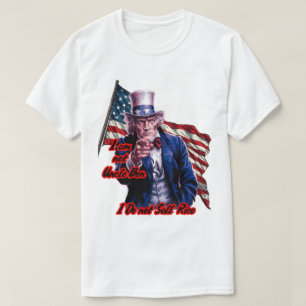 T-shirt Blanc Rouge Bleu Patriote Oncle Sam sur un Blanc