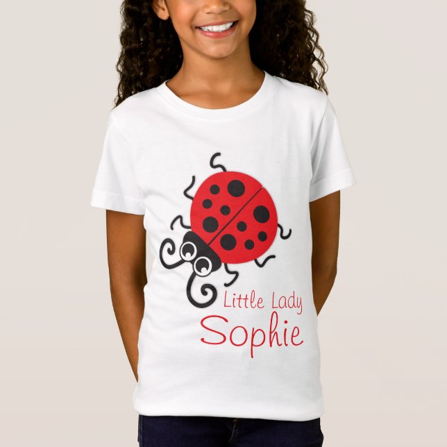 T-shirt blanc rouge de coccinelle de nom mignon de (Devant)