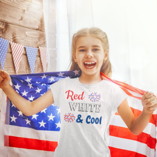 T-shirt Blanc rouge et 4 juillet Cool