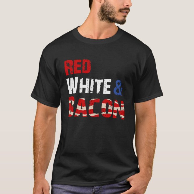 T-shirt Blanc rouge et Bacon (Devant)