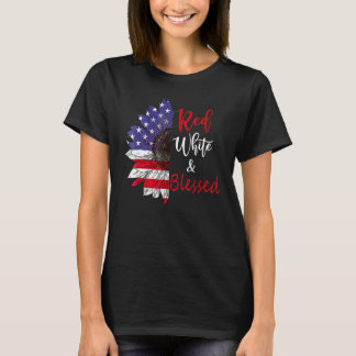 T-shirt Blanc rouge et béni 4 juillet mignon Am patriotiqu