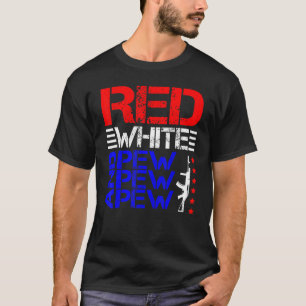 T-shirt Blanc Rouge Et Pew Pew Pew
