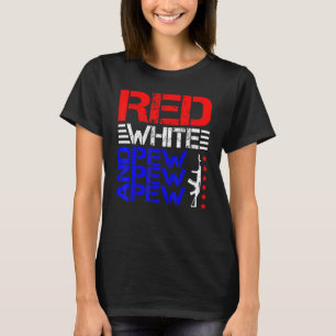 T-shirt Blanc Rouge Et Pew Pew Pew