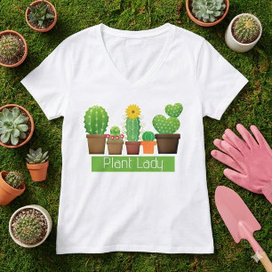 T-shirt blanc Succulent Lady Cactus plante