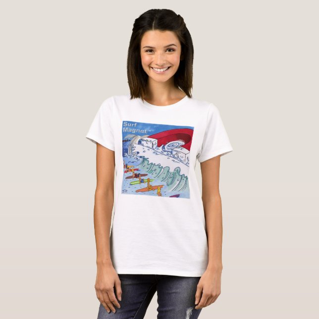 T-shirt blanc Surf Magnet pour femmes (Devant entier)