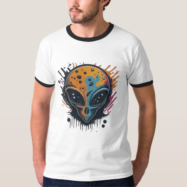 T-shirt blanc, un Alien unique (Devant)