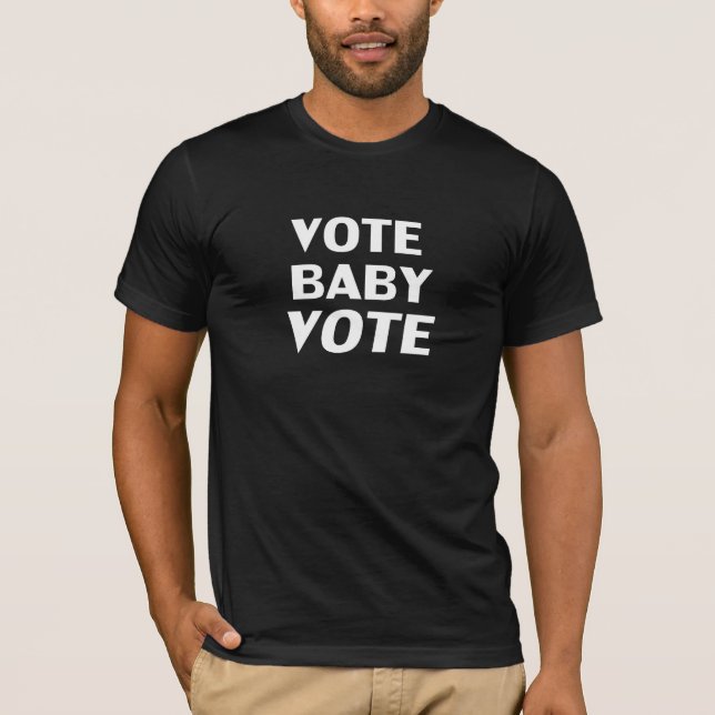 t-shirt blanc "vote bébé vote" (Devant)