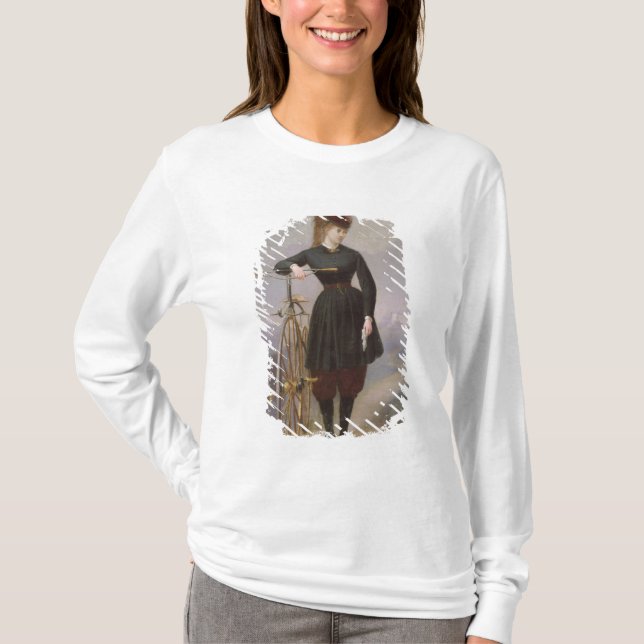T-shirt Blanche d'Antigny et son vélo sur rail (Devant)