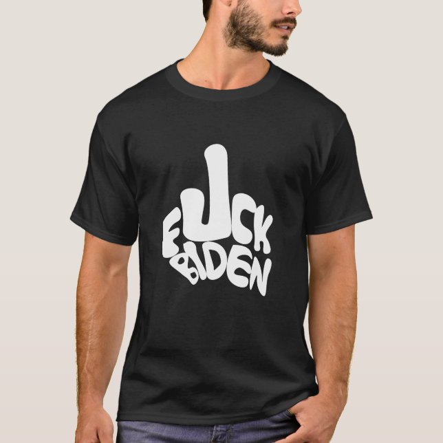 T-shirt blanchi F*ck Biden, Conservateur, Trump,  (Devant)