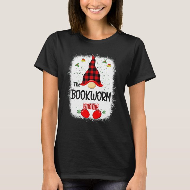 T-shirt Blanchi Le Gnome Bibliophile De Noel De Famille (Devant)