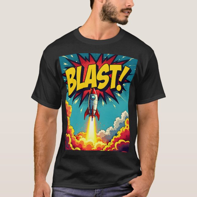 T-shirt BLAST! Vintage Comic Style Rocket Explosion (Devant)