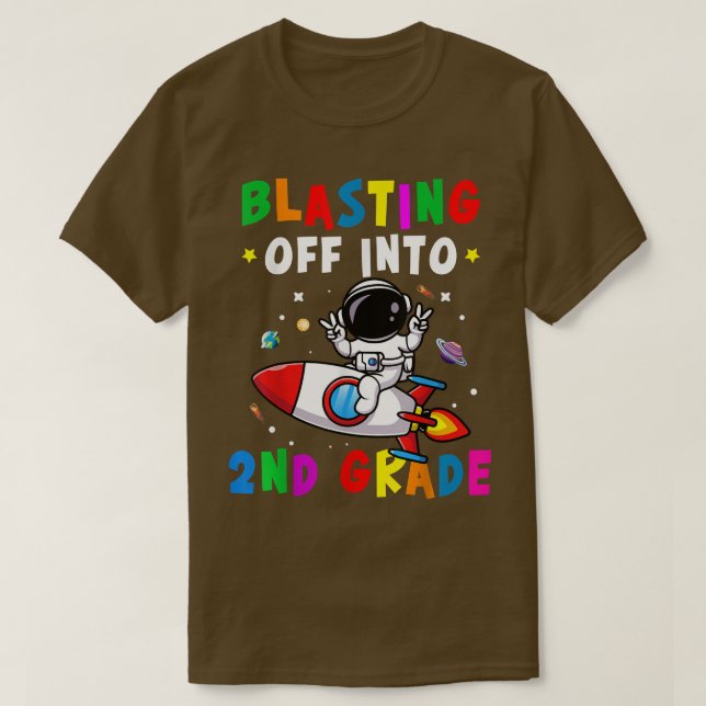 T-shirt Blasting Off Into 2nd Grade Back To School Boys Ki (Design devant)
