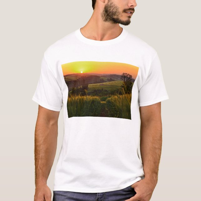 T-shirt Blé d'agriculture de coucher du soleil (Devant)