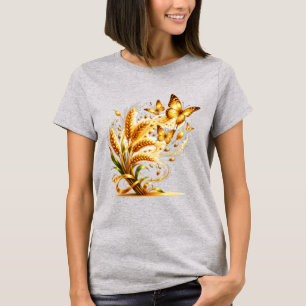 T-shirt Blé Doré Se Transformant En Papillons - Abondance