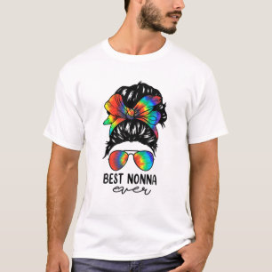 T-shirt Bleach Best Nana Ever Tie Dye Messy Bun Hair Mothe