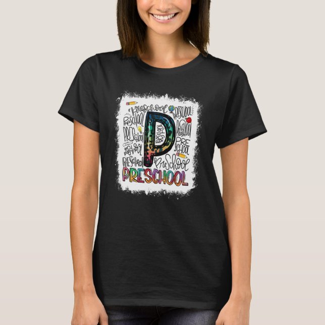 T-shirt Bleach Leopard Tie Dye Preschool Typographie Ensei (Devant)