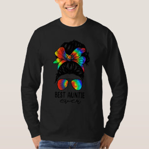T-shirt Bleach Meilleure Tante Jamais Tie Dye Messy Bun Ha