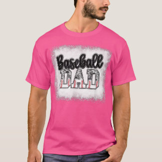 T-shirt Bleached Baseball Dad Camo Print Funny Dad Fathers