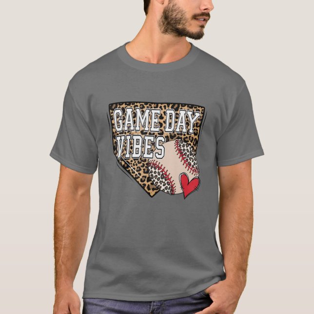 T-shirt Bleached Baseball Jour Vibes Leopard Baseball (Devant)