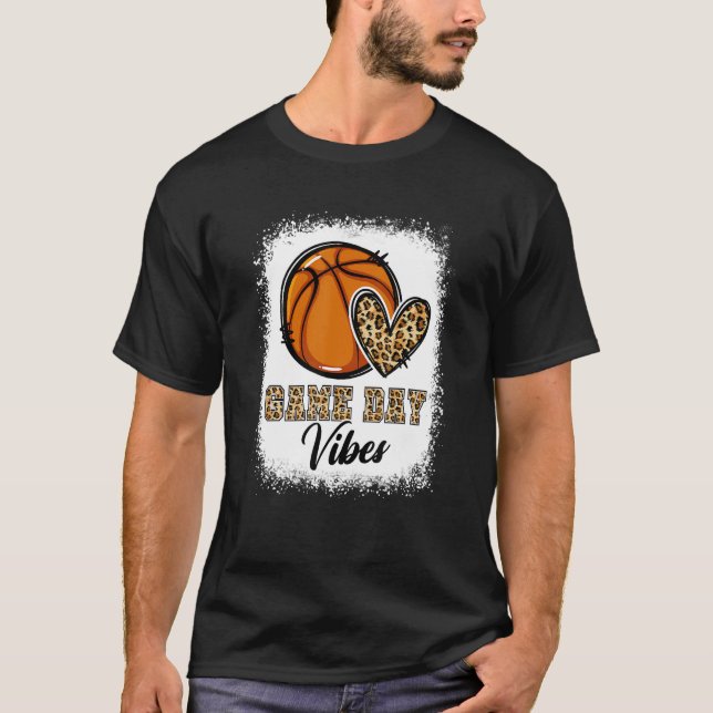 T-shirt Bleached Basketball Game Day Vibes Basketball Mom  (Devant)