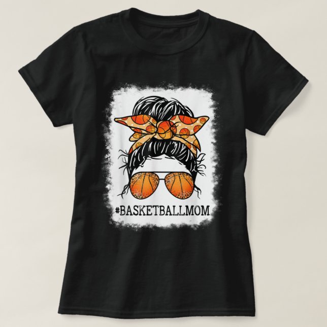T-shirt Bleached Basketball Maman Messy Bun Player Maman M (Design devant)