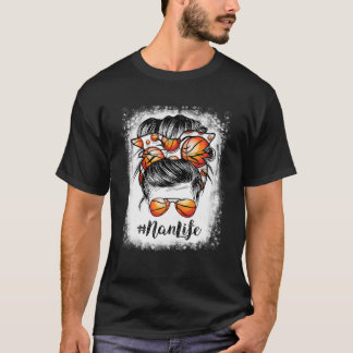 T-shirt Bleached Basketball Nan Life Messy Bun Game Day