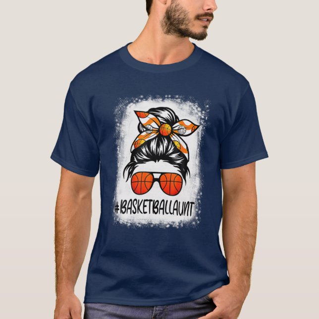T-shirt Bleached Basketball Tante Life Messy Bun Basketbal (Devant)