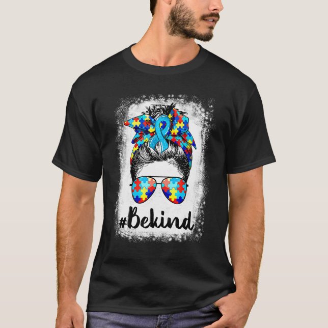 T-shirt Bleached Be Kind Sensibilisation sur l'autisme Mes (Devant)