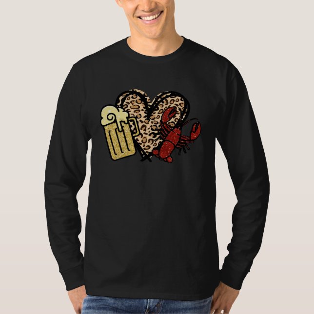 T-shirt Bleached Beer Love Crawfish leopard Crawfish seaso (Devant)