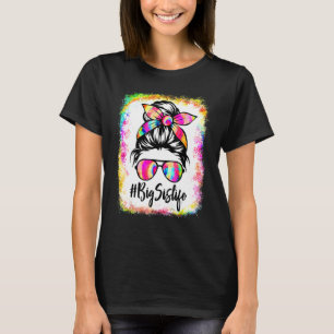 T-shirt Bleached Big Sis Life Messy Bun Tie Dye D de la mè