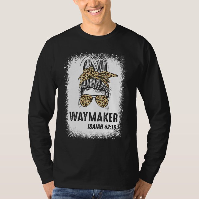 T-shirt Bleached Blessed Maman Messy Bun Waymaker Isaiah 4 (Devant)