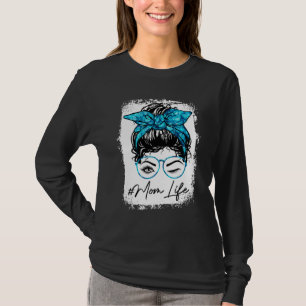 T-shirt Bleached Blue Maman Vie Messeuse Bun Cheveux Wink