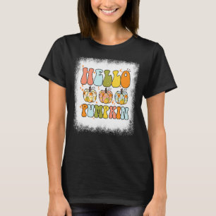 T-shirt Bleached Bonjour Citrouille Automne Feuilles Citro