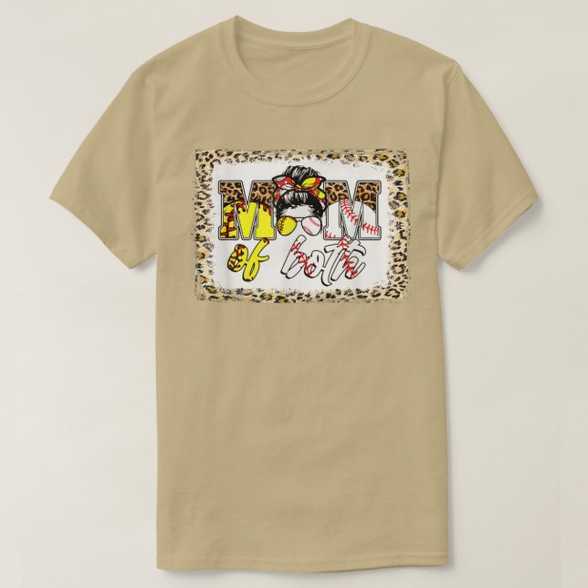 T-shirt Bleached Bun Maman Des Deux Leopard Baseball Telle (Design devant)