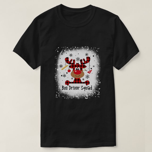 T-shirt Bleached Bus Driver Squad Reindeer Funny Christmas (Design devant)