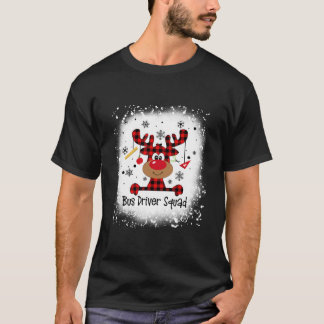T-shirt Bleached Bus Driver Squad Reindeer Funny Christmas