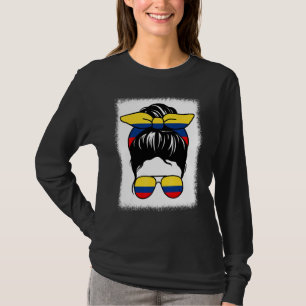 T-shirt Bleached Colombian Mom Messy Bun Colombia Mom Moth