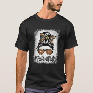T-shirt Bleached Football Maman Vie Avec Leopard Et Messag