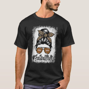 T-shirt Bleached Football Maman Vie Avec Leopard Et Messag
