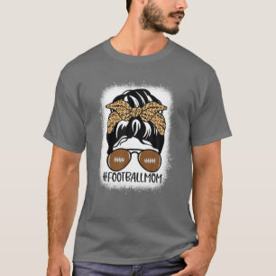 T-shirt Bleached Football Maman Vie Avec Leopard Et Messag