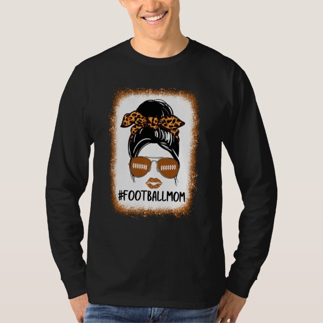 T-shirt Bleached Football Maman Vie Avec Leopard Et Messag (Devant)