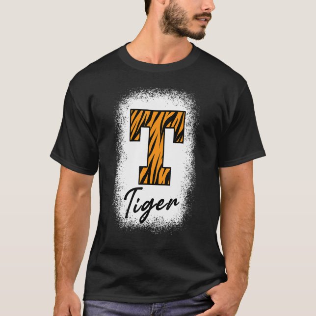 T-shirt Bleached Football Tigers School Sports Fan Team Sp (Devant)