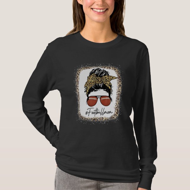 T-shirt Bleached Football With Leopard And Messy Bun Playe (Devant)