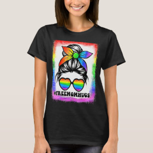 T-shirt Bleached Free Mom Hugs Rainbow Heart Lgbt Fierté M